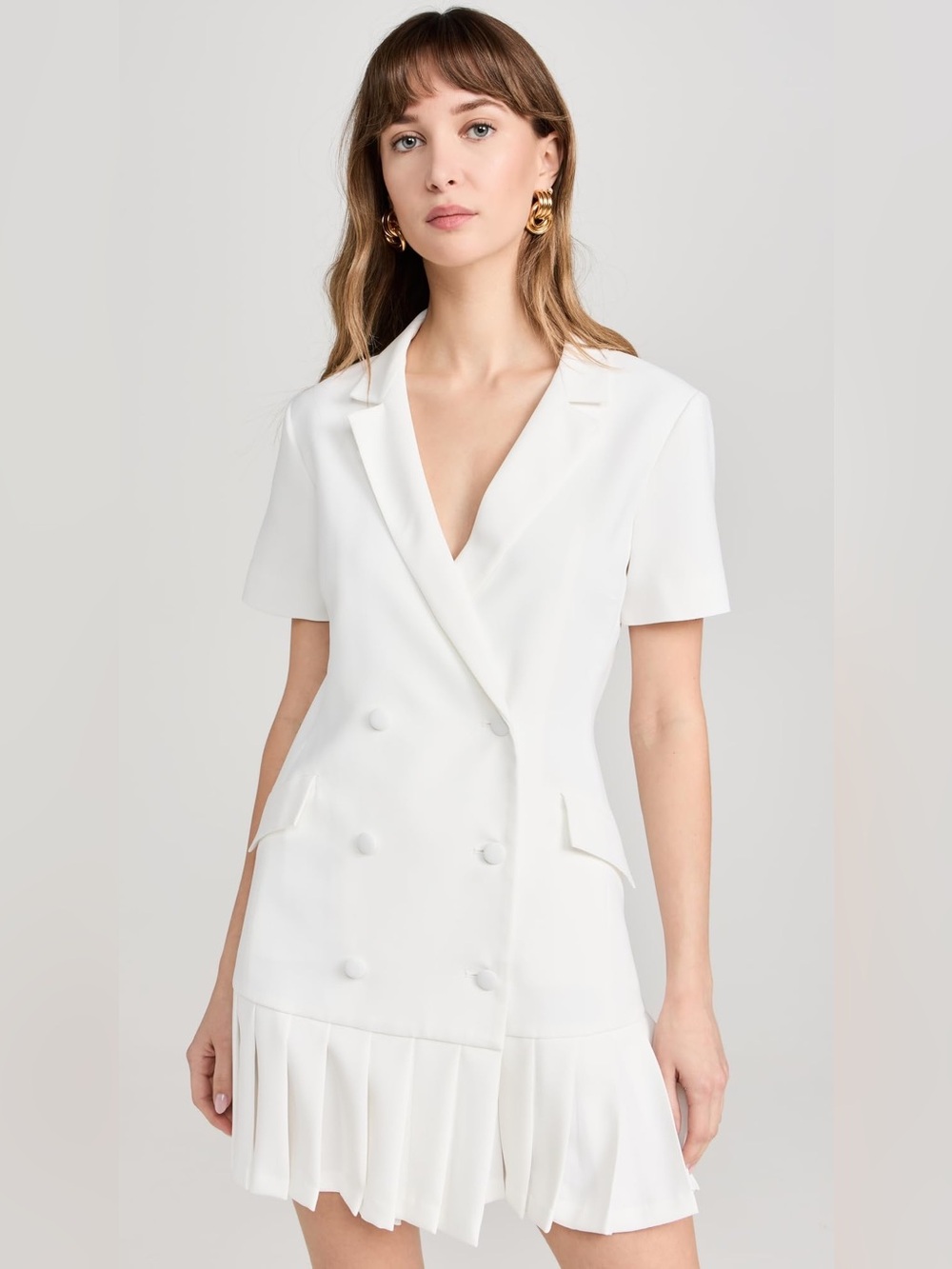 Amanda Uprichard Women's Short Sleeve Blazer Dress, Ivory, White, size S-M
